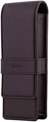 DiLoro Leather Triple Pen Case Pencil Pouch Holder for Three Fountain Ballpoint Rollerball Pens and Pencils - Image 2