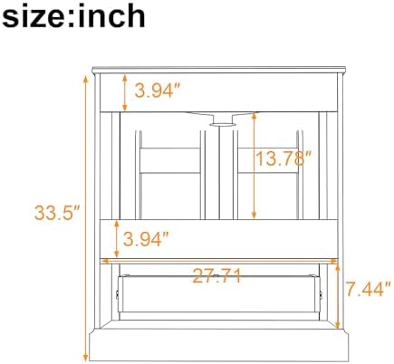 Harper & Bright Designs 30" Bathroom Vanity with Sink, Free Standing Single Basin Vanity with Divided Drawer & 2 Doors with Double Shelf, Wooden Storage Cabinet with Ceramic Basin for Bathroom, Green - Image 5