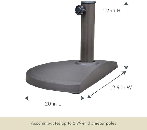 Island Umbrella Resin Half Round Umbrella Base, Brown 20-lbs - Image 3