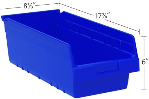 Akro-Mils 30088 Plastic Nesting ShelfMax Storage Bin Box, 18x8x6-Inch, Blue (8-Pack) - Image 5