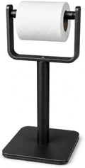 Toilet Paper Holder Stand – Heavy Duty Weighted Base, Free Standing Anti-Tipping, Matte Black by Baodragon