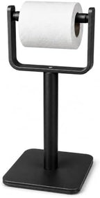 Toilet Paper Holder Stand – Heavy Duty Weighted Base, Free Standing Anti-Tipping, Matte Black by Baodragon