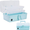 Creahaus 13 inch Art Craft Organizer Storage Box with 3 Layer, Multipurpose Plastic Tool Box with Handle for Sewing, Art Supply, Medicine, Nail, Hair Accessories (Blue) by Creahaus