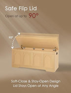 DINZI LVJ Storage Chest, Wooden Toy Box with Lid, Natural 47.2" L - Image 4