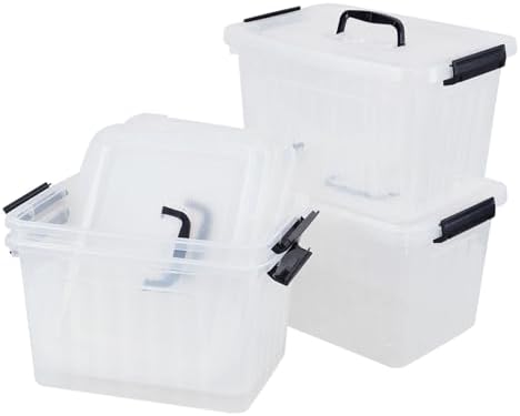 Farmoon 12 Quart Clear Storage Bin, Plastic Latching Box with Handle 4 Pack - Image 7