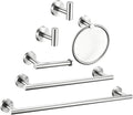 6 Pieces Brushed Nickel Bathroom Hardware Accessories Set Hand Towel Ring 16&23.6 inch Round Towel Bar Silver Toilet Paper Holder Towel Hooks 2 Pieces SUS 304 Stainless Steel,Heavy Duty,Wall Mounted by Meetuniquestylesandneeds