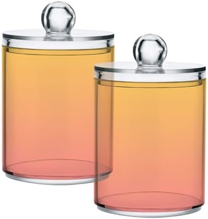 4 Pack Qtip Holder Dispenser with Lids,Orange Gradient Storage Containers,Bathroom Canisters Organizer for Cotton Ball,Cotton Swab,Cotton Round Pads,Floss 21214696 - Image 7