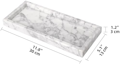 Marble Bathroom Vanity Tray, Carrara White, 12"x 5" x1.2" - Image 2