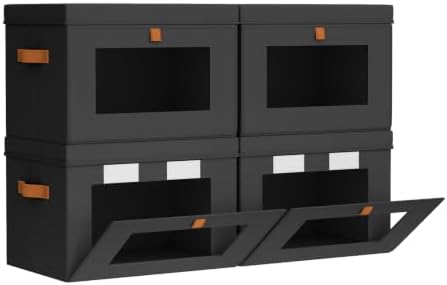 Homsorout Small Closet Storage Bins - Closet Shelf Organizer with Open Window, 4 Pack, Black by Homsorout