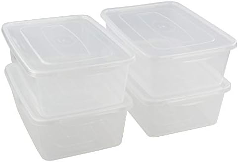 Jekiyo Clear Plastic Storage Bin, 14 Quart Latching Box with Lid, 4 Packs by Jekiyo