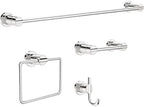 Delta 4-Piece Polished Chrome Bathroom Set Towel Rack, Ring, Toilet Paper Holder, Hook | Nicoli Bath Accessories by Unknown