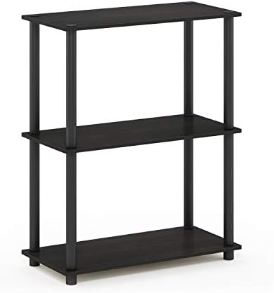 Furinno TURN-N-TUBE Storage Shelves, 3-Tier Book Shelf, Corner Shelf, Toolless Open Shelves, for Organization and Storage, Living Room, Garage, Home Office, Espresso - Image 5