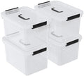Quickquick 12 Quart Clear Plastic Latching Storage Bin with Handle, 4 Packs by Unknown