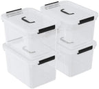 Quickquick 12 Quart Clear Plastic Latching Storage Bin with Handle, 4 Packs by Unknown