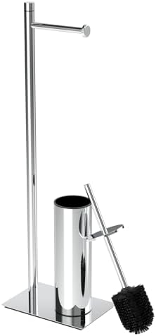 RUACQ Toilet Paper Holder Stand with Toilet Brush & Holder Set, Chrome by Ruacq
