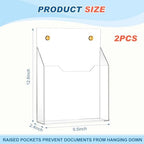 Feifeiya 2 Pcs Clear Acrylic File Holder Wall Mount, 12.6"x9.5"x2.4" - Image 2