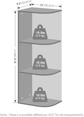 Furinno Reed Corner Shelf, 3-Tier Corner Bookshelf, Book Shelf, Corner Shelves, Storage Rack, for Organization and Storage, Home Office, Living Room, White - Image 2