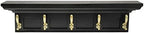 EXCELLO GLOBAL PRODUCTS Black 34" Coat Rack with 5 Gold Hooks: Ready to Hang Entryway Coatrack for Organization of Jackets, Hats, Scarves, Keys & Purses (Black) by ExcelloGlobalProducts