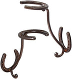 Cowboy Hat Rack - Set of 2 Decorative Wall-Mounted Holder - Heavy-Duty Iron Hanger and Organizer DIY Kit for Hats, Coats and Keys - Rustic Western Horseshoe Hooks for Storage and Display by Unknown