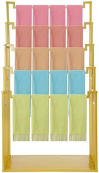 5-Tier Floor Standing Scarf Display Stand, Metal Freestanding Scarf Rack, Towel Hijab Pants Belts Ties Hanging Rack Holder Organizer for Commercial Clothing Retail Store, Gold by AGULIUM