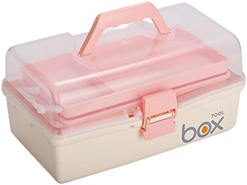 Kinsorcai 12'' Three-Layer Clear Plastic Storage Box/Tool Box, Multipurpose Organizer and Portable Handled Storage Case for Art Craft and Cosmetic (White) by Kinsorcai