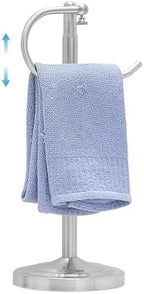 Hand Towel Holder Stand for Bathroom Countertop, Standing Towel Rack with Non-Slip Base, Stainless Steel Adjustable Towel Bar 16.5-26 Inch for Kitchen Vanity (Brushed Nickel) by Unknown