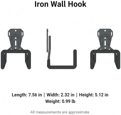 Heavy Duty Iron Wall Hook for Cast Iron Skillets, 7.6-Inch Utility Hanger for Garage and Kitchen Storage - Image 7