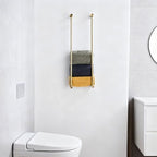 Towel Racks for Bathroom, NEWRAIN Wall Mounted Stainless Steel Organizer, Brushed Gold Rolled Towel Storage Wall-Mounted Bath Towel Holder for Folded Large Towel Washcloths - Image 2