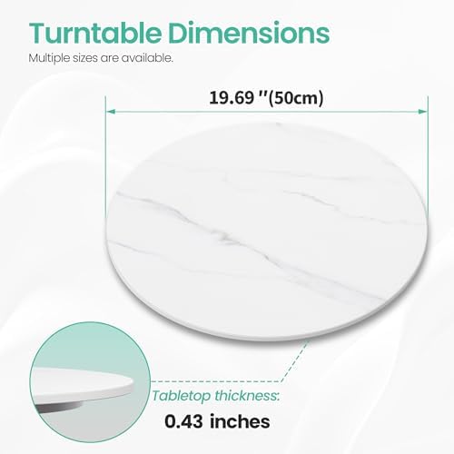 19.7" Lazy Susan Turntable – 360° Sinteredstone Silent Anti-Slip Turntable, Table Top Centerpiece for Kitchen, Pantry, Spice Rack, Refrigerator & Dining Table, White - Image 2