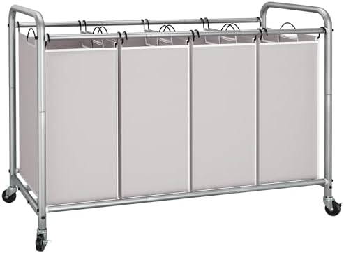 STORAGE MANIAC 4 Section Laundry Sorter, Laundry Hamper with Wheels, Gray by STORAGEMANIAC