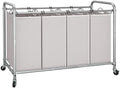 STORAGE MANIAC 4 Section Laundry Sorter, Laundry Hamper with Wheels, Gray by STORAGEMANIAC