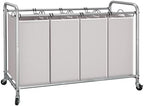 STORAGE MANIAC 4 Section Laundry Sorter, Laundry Hamper with Wheels, Gray by STORAGEMANIAC