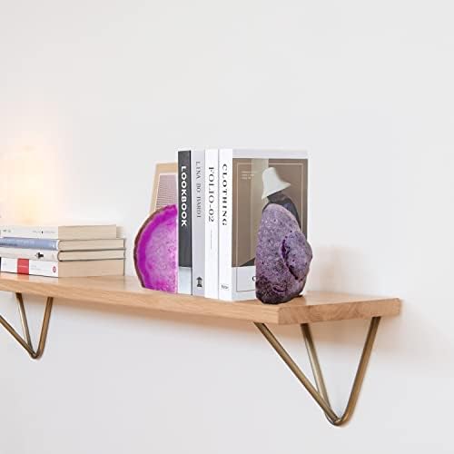 Agate Geode Bookends Dyed Pink 4-5 Lbs Large Stone Bookends 1 Pair Decorative Bookends for Shelves - Image 6