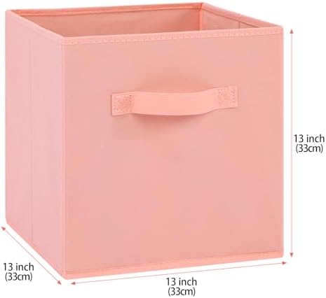 Stero 13x13x13 Inch Fabric Storage Bins 6 Pack Fun Colored Durable Storage Cubes with Handles Foldable Cube Baskets for Home, Kids Room, Closet and Toys Organization Peachpuff - Image 2