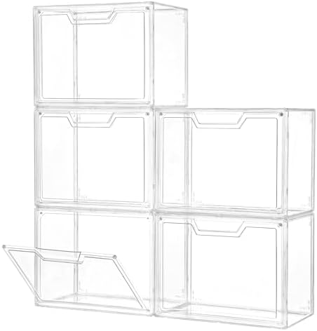 Stackable Acrylic Display Case,Clear Storage Bins with Lid for Collectibles by Freebat
