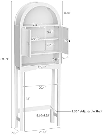 Spurgehom Arch Over The Toilet Storage Cabinet, Bathroom Organizer (White) - Image 2