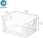 iDesign Stackable Open-Front Storage Bins with Handles, Set of 4, Clear - Image 4