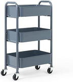 SunnyPoint 3-Tier Delicate Compact Rolling Metal Storage Organizer - Mobile Utility Cart Kitchen/Under Desk Cart with Caster Wheels - Blue (15.35" X 10.24" X 26.8"H) - Image 5
