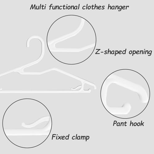 Plastic Hangers, Short Neck Hangers for Clothes, Z-Shape Shirt Hanger for Men 16.5", Flat Space Saving Blouse Hanger for Adults Suit, Hoody, Dress, Small Necked Clothing, Percha de Plástico White 20 - Image 4