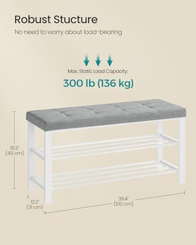 SONGMICS Shoe Bench, Storage Bench, Entryway Bench with Cushion - Image 3