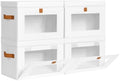 Homsorout Medium Fabric Storage Bins - Closet Shelf Organizer with Open Window, 4 Pack Closet Baskets for Shelves, Stackable Decorative Boxes for Home, Dorm, White, 13.7" x 9.8” x 9.8" by Homsorout