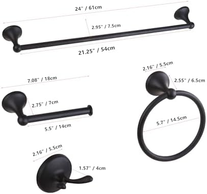 Classic Bathroom Hardware Accessories Set 4 Piece Black - Image 7