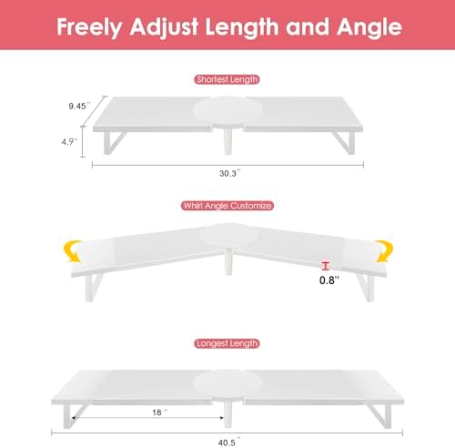 Across-Star Dual-Monitor Stand for Desk - Large Adjustable Length and Angle Riser for 2 Monitors, Double Computer Desktop Organizer, Shelf for TV, Laptop, Printer - Image 3