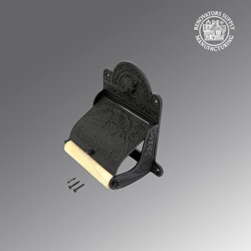 Renovators Supply Manufacturing Black Wall Mount Toilet Tissue Paper Holder 6.9" Wide Antique Ornate Victorian Style Solid Aluminum Rust Resistant Toilet Tissue Roll Holder Storage with Lid - Image 3
