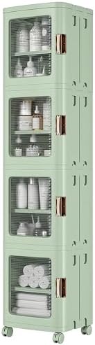 VECELO 4-Tier Narrow Storage Cabinet with Wheels, Light Green by VECELO
