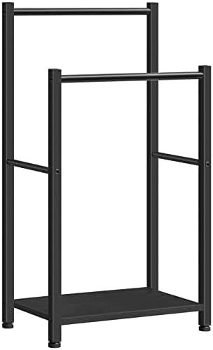 HOOBRO Free Standing Towel Rack for Bathroom, 16.5" L x 9.4" W x 31.5" H, 2 Tier Blanket Rack, Blanket Holder, Drying and Display Rack with Shelf, Black BB02LB01 by HOOBRO