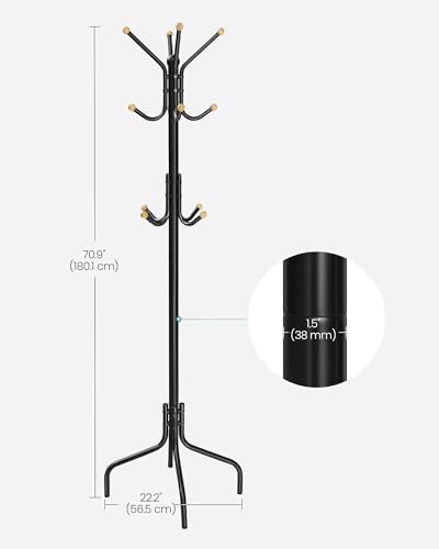 SONGMICS Coat Rack Freestanding, Metal Stand with 12 Hooks and 4 Legs - Image 4