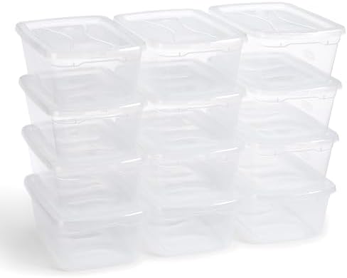 Rubbermaid Cleverstore Home/Office 6 Quart Clear Plastic Storage Tote Container Box Bin with Lid for Garage or Basement, (12 Pack) by Rubbermaid