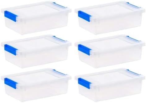 Set Of 6 Stackable 2.4 Quart Storage Bins With Latching Lids, Clear Plastic Containers With Secure Closures & Side Handles For Crafts, Office & Home Organization by Unknown