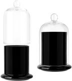 Qtip Holder Glass Apothecary Jars with Lids Bathroom Storage Black 2 Pack by rejomiik